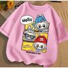 2025 Новая детская футболка с коротким рукавом для девочки, милая мультяшная, с круглым вырезом