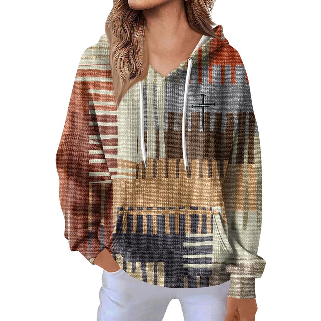 Women's Fashion Casual Long Sleeve Solid Color Hooded Sweatshirt Tops