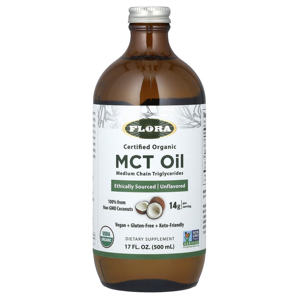 Certified Organic Mct Oil, Unflavored, 14G, 500Ml(17Fl Oz)