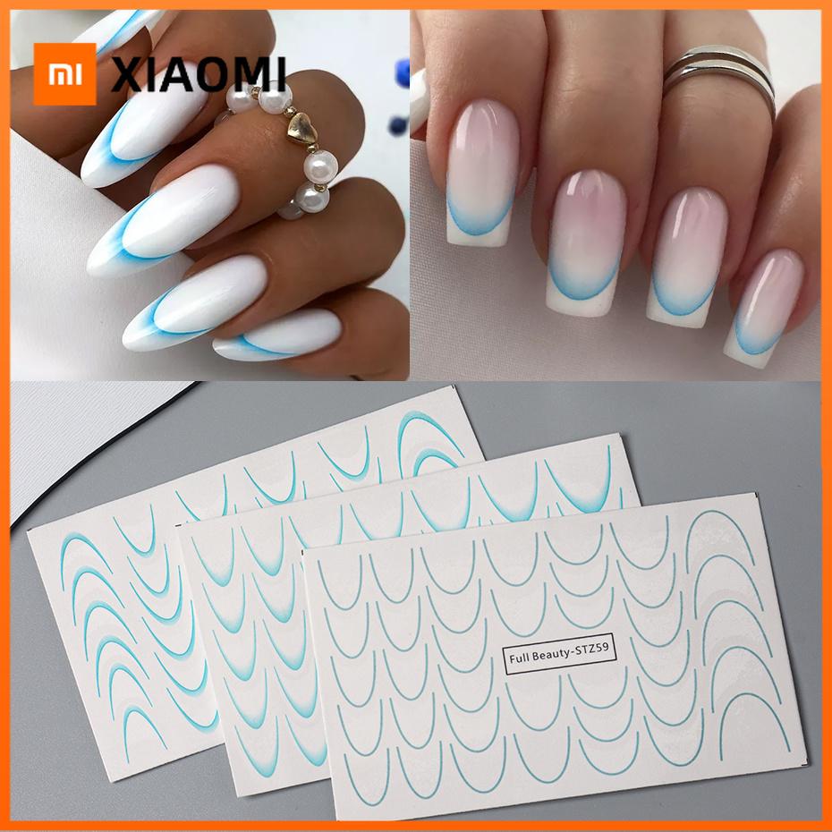 Xiaomi 3pcs Gradient French Line Nail Stickers Water Decals 3D French Tips Manicure Nail Art Gel Sliders Decorations Accessories