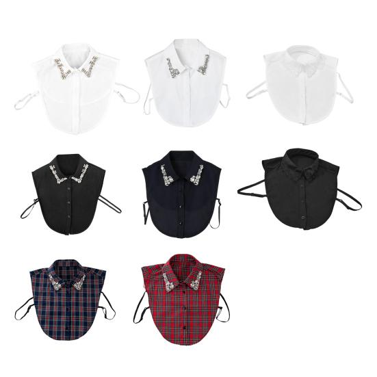 Блестящий съемный воротник со стразами, красный рождественский клетчатый, искусственный воротник, женский съемный накладной воротник, акцент для свитера