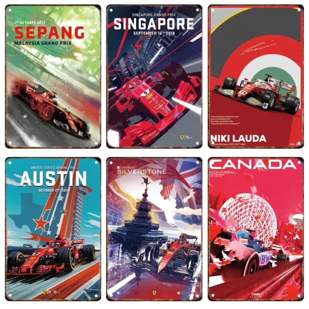 Винтажный постер гонки болидов Формулы, Домашний гараж, Клуб, Современное настенное искусство, Декоративная панель, Фреска, Эстетика