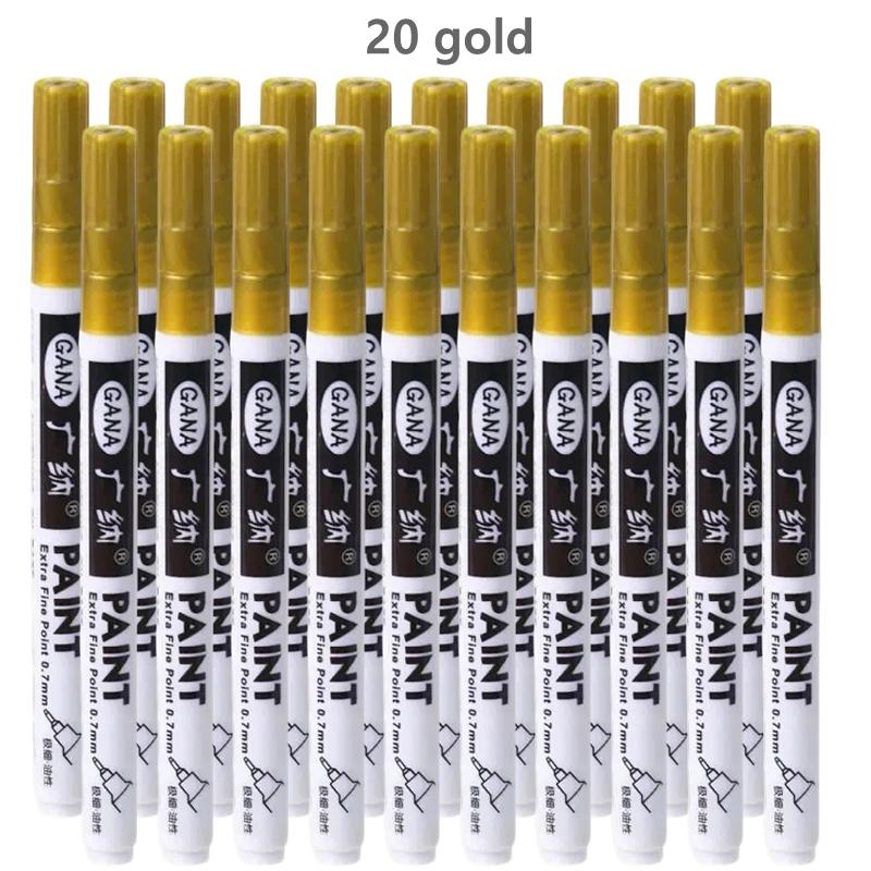 Xiaomi 1-20Pcs/set Oil Based White Black Permanent Paint Markers Pens 0.7mm Extra Fine Waterproof for Rock Painting, Wood, Metal Canvas
