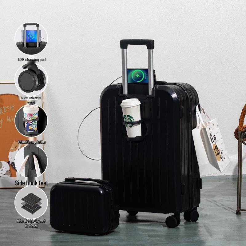 Высококачественный чемодан на колесах: Дорожный чемодан большой вместимости с двухслойной молнией для студентов и мужчин и женщин