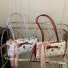 Light Luxury Underarm Bag New Fashionable Floral Bow Print Handbag Contrast Color Versatile Women's Shoulder Bag