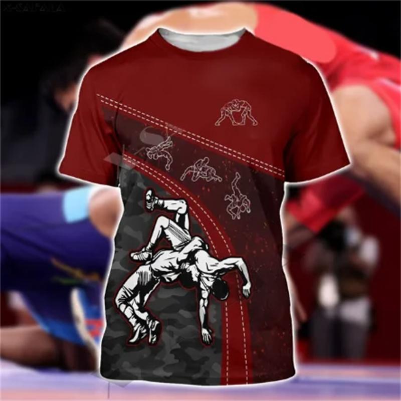 2024 Funny Print Men's T-Shirt New Wrestling Taekwondo Graphic Tshirts Casual O-Neck Short-sleeved Gym Tops Fashion Sportswear