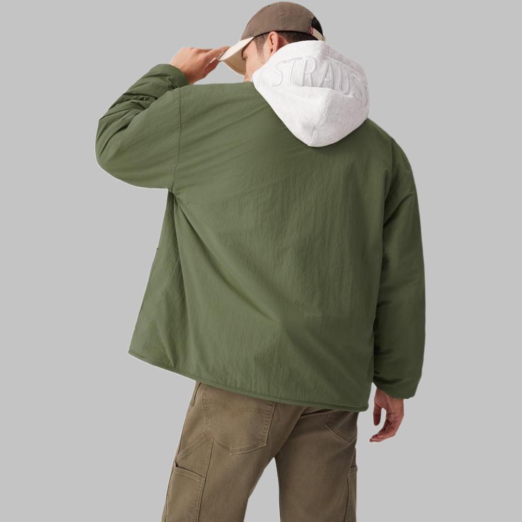 Куртка Levis Loose из искусственной овчины, двусторонняя, с длинным рукавом, мужская, куртки, зеленый, 002PX-0001