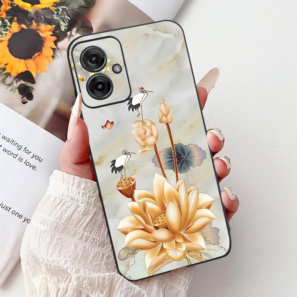 For Motorola Moto G55 Case Silicone Cute Cat Fashion Flowers Cool Painted Cover For Motorola G55 Moto G55 Phone Case XT2435-2
