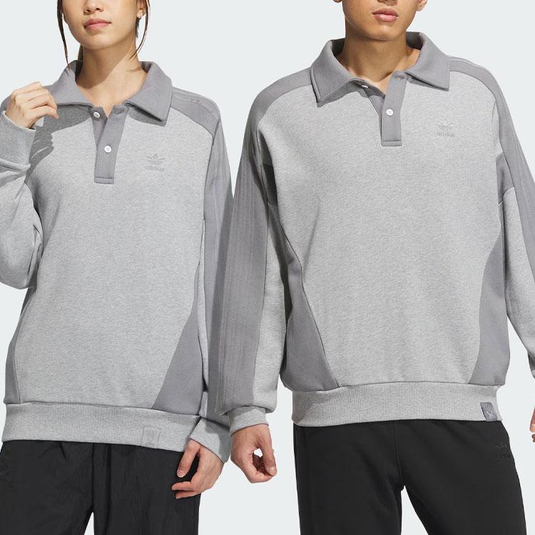 adidas Толстовка Originals Wing Chun Series Toc Crew с цветными блоками, свободная толстовка унисекс с длинным рукавом, средне-серая IZ1536