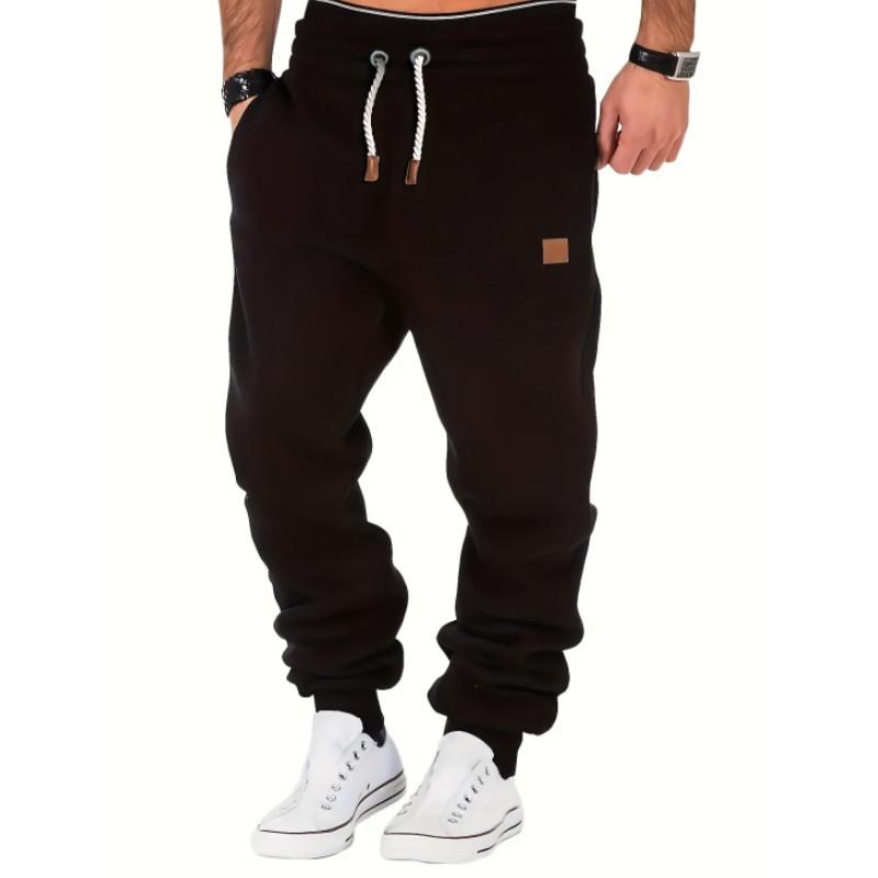Men's Autumn Hip-Hop Loose Casual Long Pants Mid-Waist Fleece-Lined Sports Pants