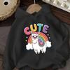 Casual children's sweatshirt/hoodie, cute sheep with English print, soft hooded pullover sweatshirt.