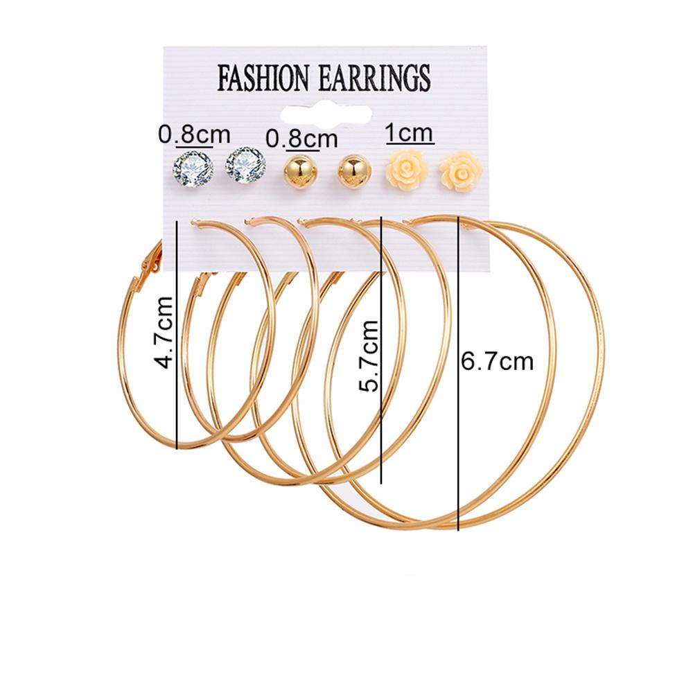 Women Oversized Round Hoop Earrings Set Vintage Gold Color Circle Earrings Fashion Statement Earrings Bohemian Jewelry