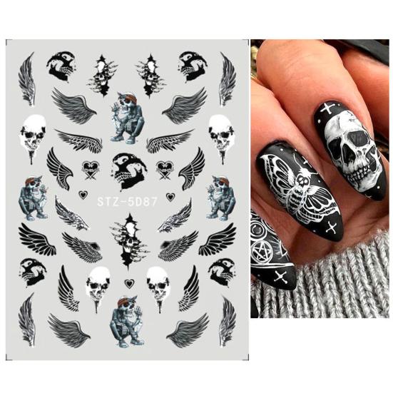 1 Sheet Nail Wing 5D Eye Halloween Dark Devil's Stickers Sky Safe Stunning Nail