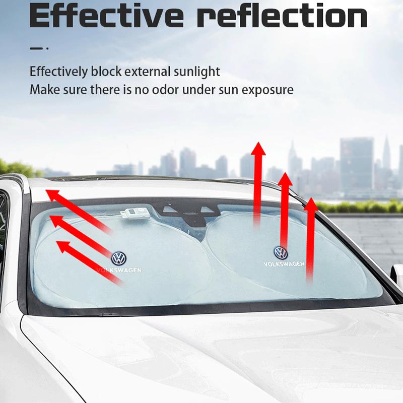 VW Valve Stems Caps Car Windshield Sun Shade Cover Blocks Rays Protector Auto Interiors For Volkswagen VW RLine R GTI Golf Amarok T zs7