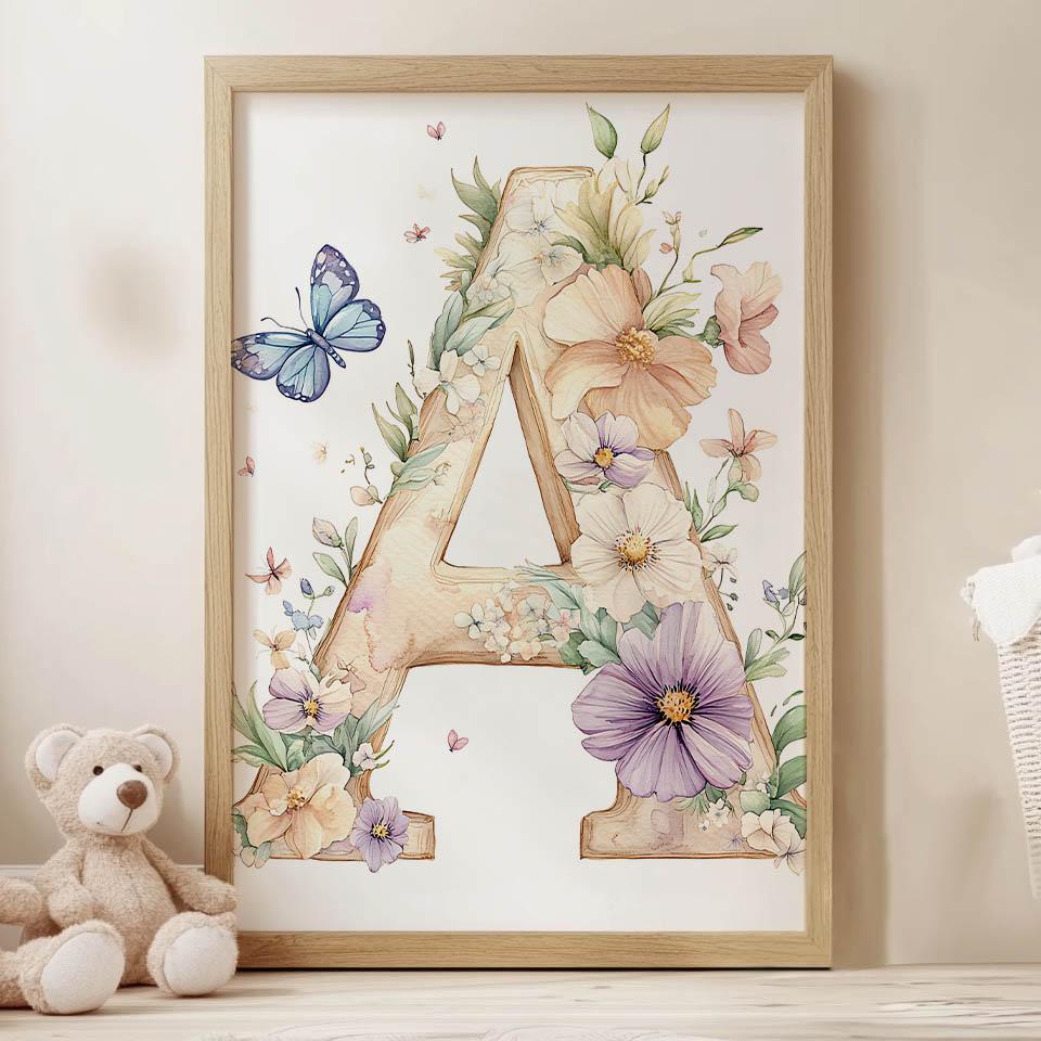 Poster Floral Letter "A" For Children Poster Floral Letter "A" For Children, 70X100 Cm, Frameless, Matte Paper 230 Gsm