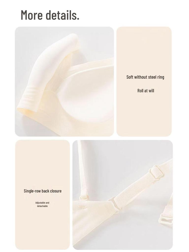 Seamless Backless Push-Up Bra: Thin Strap U-Shape Halter, No Empty Cup, Invisible Nude Women's Tank Top.