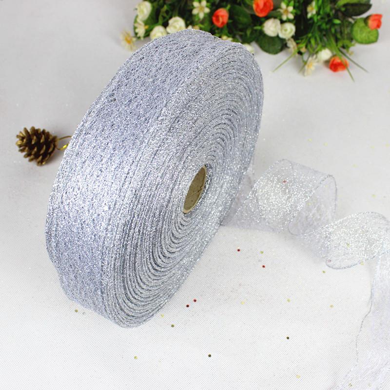 Festive 10 Meter Christmas Tree Ribbon In Colorful Gold Silver And Red Netting