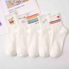 5 пар женских белых носков с рисунком радуги из мультфильма, хлопковые носки Y2K Harajuku в японском стиле, милые спортивные носки Kawaii для женщин, повседневные
