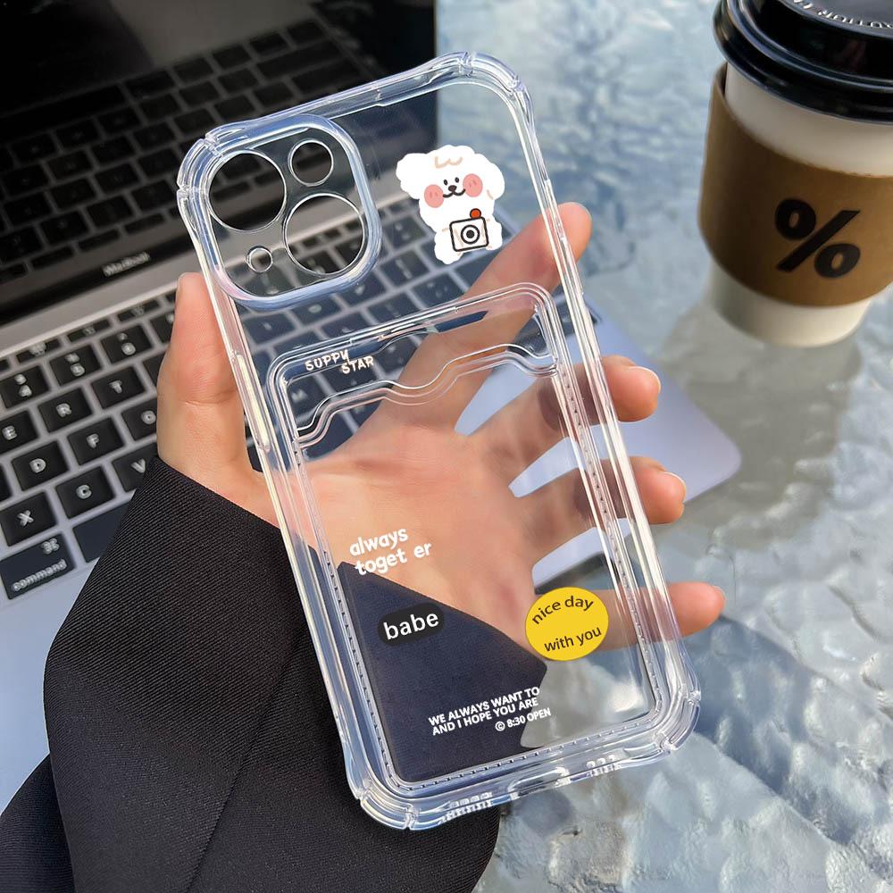 Чехол-карточка для iPhone 11 13 XR 15 14 Pro Max iPhone 12 16 7 8 Plus XS Max Samsung S24 S23 A15 A55 A05 A54 Redmi 12 13C 13 9 с защитой от мультфильмов