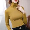 Turtleneck Bottoming Shirt Women's Clothing Solid Color Thin Velvet Long-sleeved T-shirt Warm Inside with Waist Top Temperament Commuting