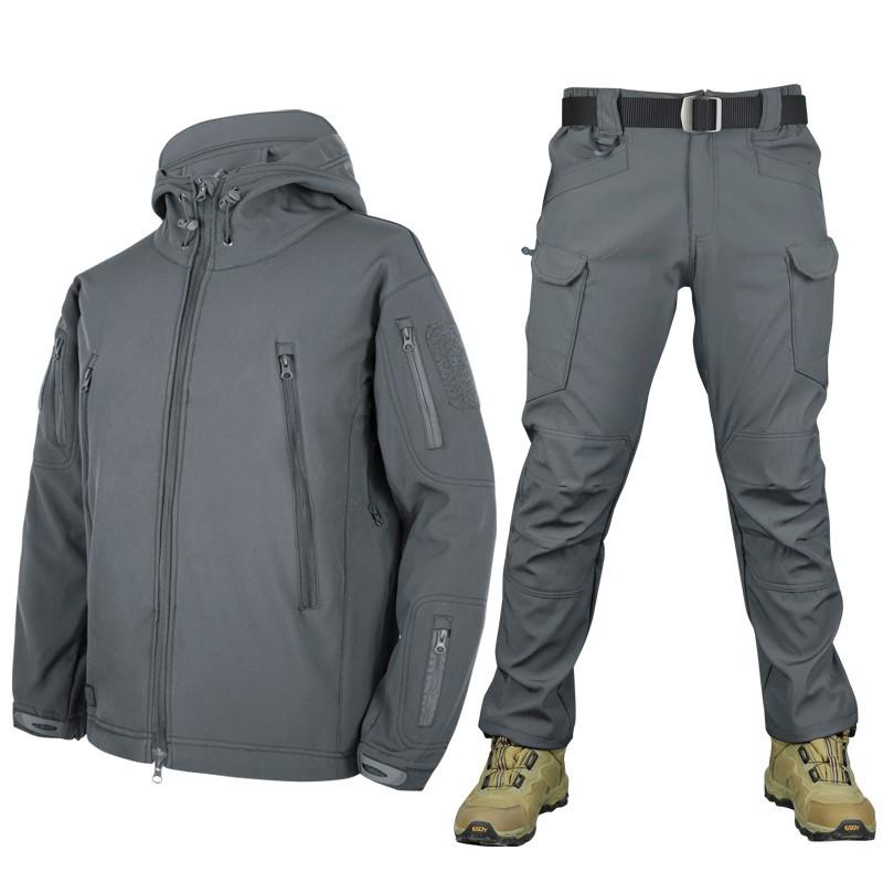 Outdoor Sharkskin Softshell Windbreaker & Trousers for Autumn/Winter - Cold-Proof, Warm, Waterproof Jacket Set