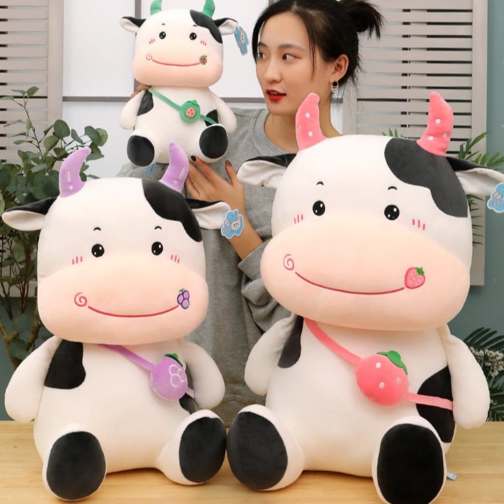 Simulation Cow Plush Toy Animal Kid's Accompany Dolls Cartoon Milk Cow Plush Doll Sofa Ornament