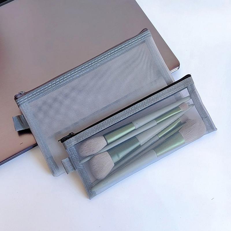 Makeup Pouch Lipstick Makeup Brush Storage Bags Student Color Mesh Pencil Case Ins Travel Cosmetic Organizer