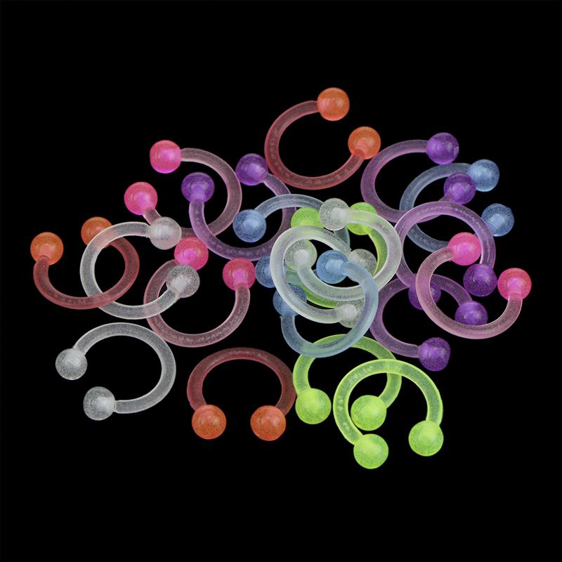 Set Acrylic Luminous Bar Lip Nose Septum Ear Ring Stud Body Piercing Jewelry