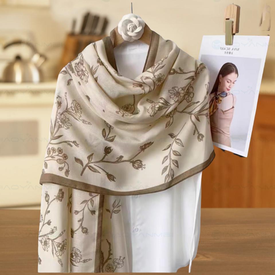 Elegant Women's Scarf Autumn Winter Printed Cotton Linen Shawl Korean Design Luxury Style Popular Fashion Women's Scarf