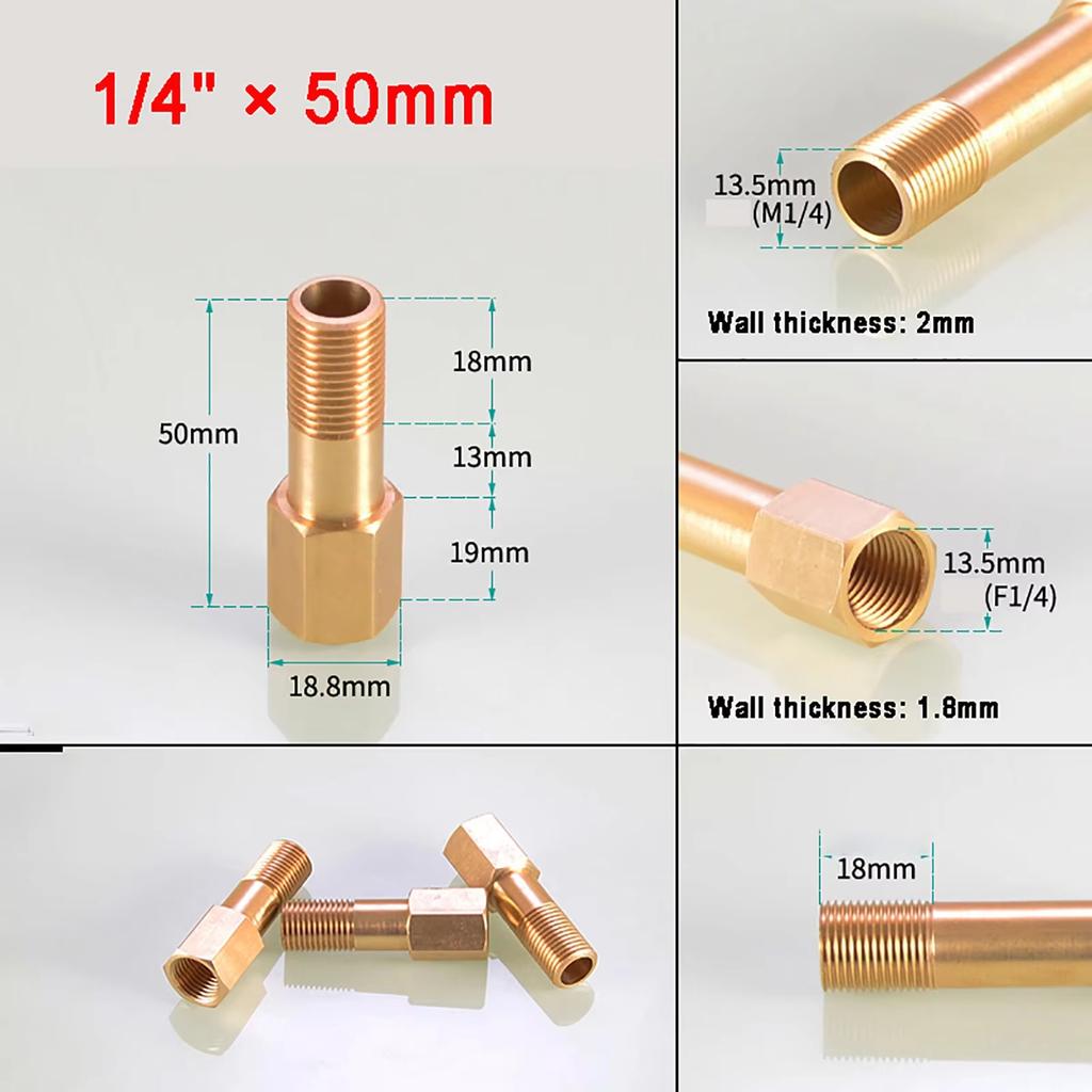 Extension Connectors Pipe Fitting Brass 1/8" 1/4" 3/8" Male To Female BSP Thread For Tub Spout/Shower Length 50/75/100/110-150mm