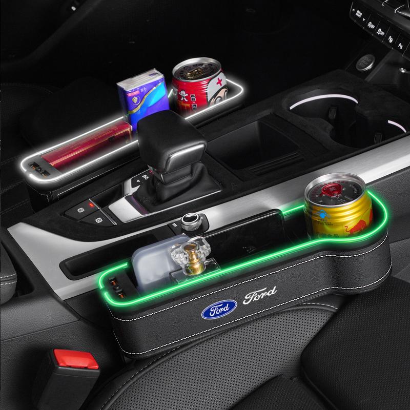 qmzhr10 For Ford Mondeo Focus Explorer Escape Kuga Everest Bronco F-150 Ranger Transit Car Seat Gap Light Storage Box