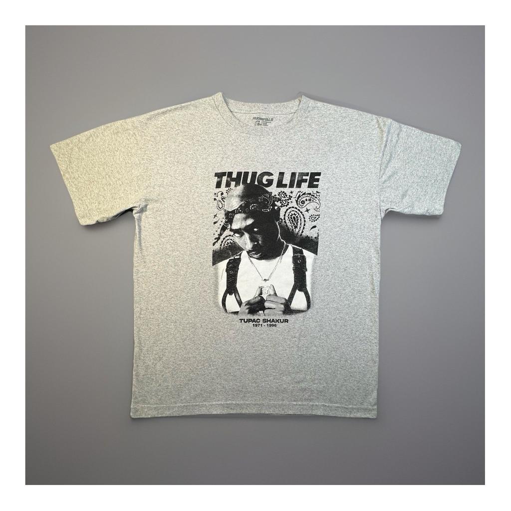 RUDEBOYALS Thug Life Tupac Shakur Graphic Gray Men's L Hip Hop -285 Unisex T-Shirt
