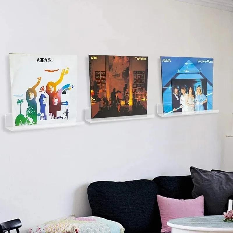 4/6/8pcs Acrylic Record Display Stand 4/7/12 Inch Clear Wall Mounted Vinyl Record Holder Shelf LP Record Album Storage Rack