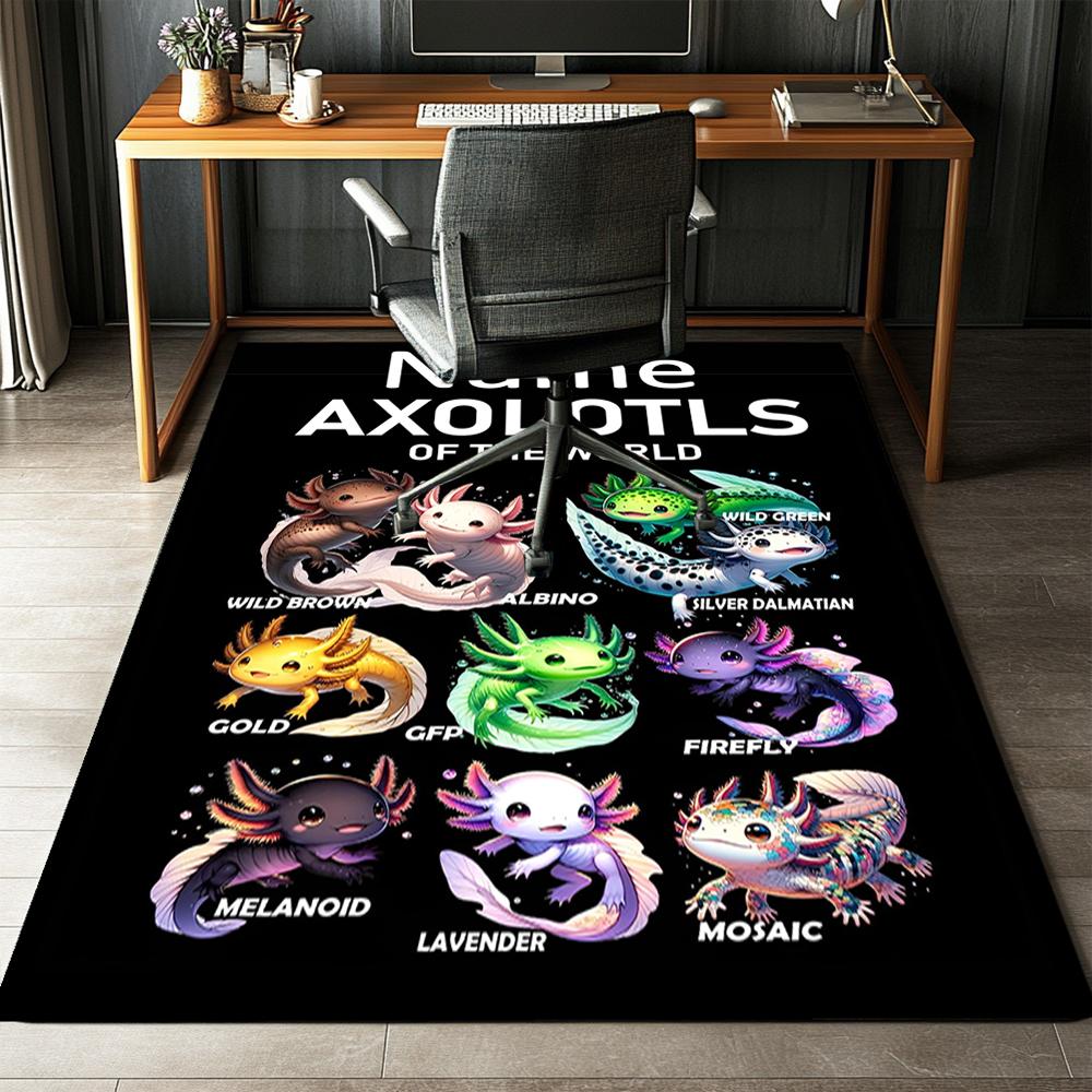 Custom Name Axolotl Printed Carpet,Rug for Office Chair Living Room Bedroom Kitchen Room Decor Gifts.