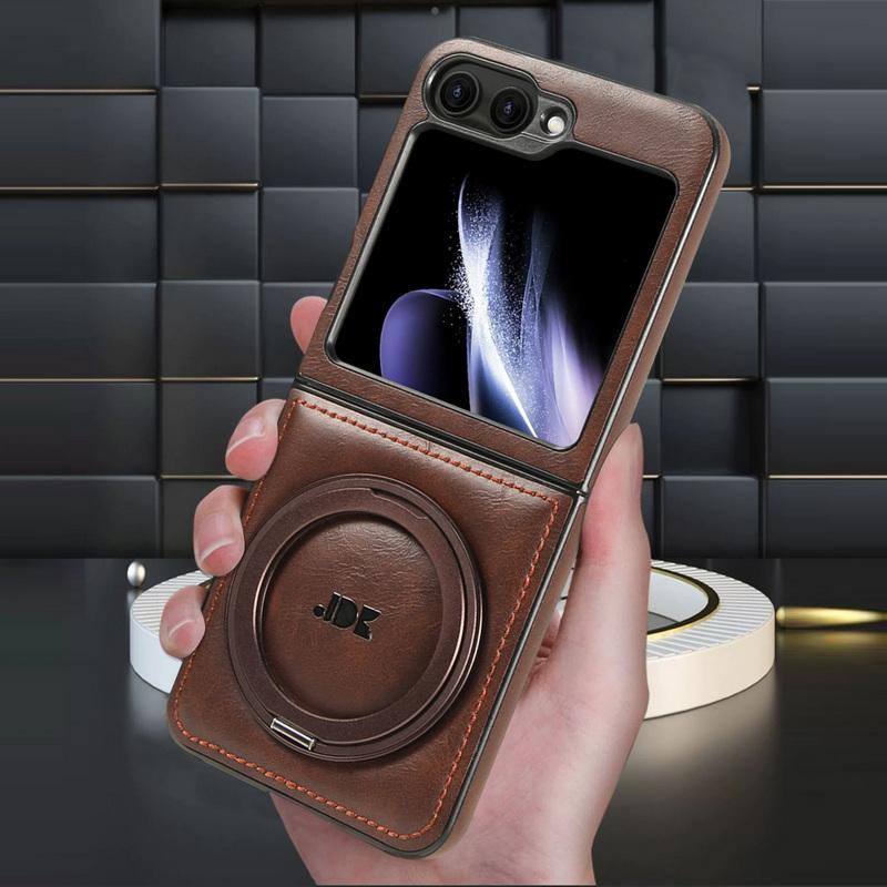 Однотонный кожаный магнитный чехол для телефона Samsung Galaxy Z Flip6 Flip5 Flip4 Flip3, противоударный вращающийся кронштейн для MagSafe, 2 шт., складной чехол