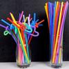 100PCS Drinking Straws Extra Long Multi-Colored Flexible Bendy Disposable Plastic Drinking Straws BPA-Free