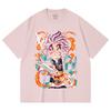 230 Gsm 100% Cotton Demon Slayer V64 Tanjiro Fire Breathing Print Unisex Heavy Cotton T Shirt