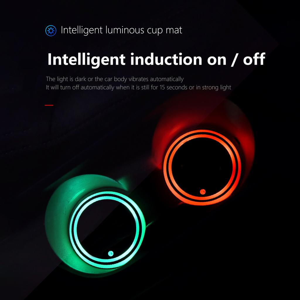 Светодиодный автомобильный подстаканник, атмосферный светильник, 7-цветная USB-зарядка, водонепроницаемая подставка