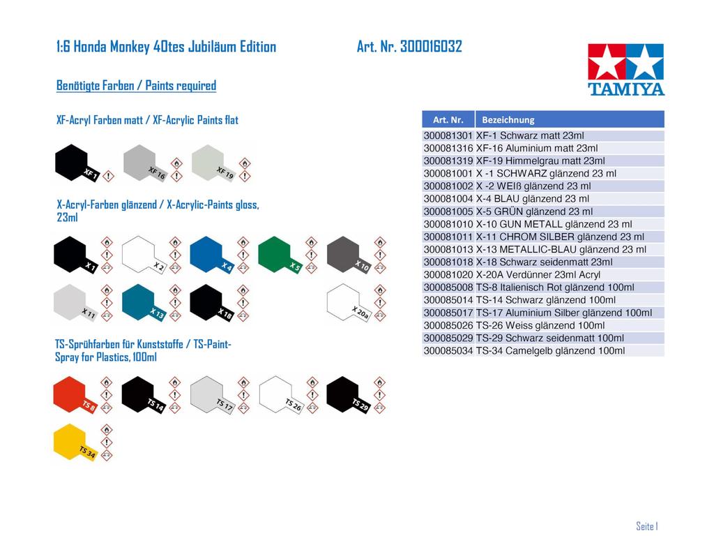 Мотоцикл серии Tamiya Honda Monkey 40th Anniversary пластиковая модель 16032 1/6 № 32