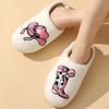 Модные милые домашние пушистые тапочки с принтом для женщин, с закрытым носком, теплые зимние хлопковые тапочки, женские удобные тапочки на мягкой подошве, плюшевые комнатные шлепанцы