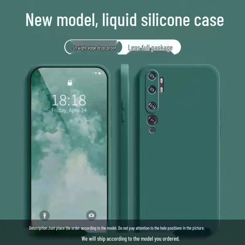 Совместимо с Xiaomi CC9 Pro: Однотонный, Дизайн Кубика Рубика, Жидкий Силикон, Полностью Покрывающий, Ударопрочный, Мягкий Чехол с Прямыми Краями.