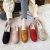 Мода 2025 Зимняя Женская Обувь Нескользящая Подошва Теплые Женские Оксфорды Лоферы Удобные Балетки Короткий Велюр Швы Повседневные Лоферы