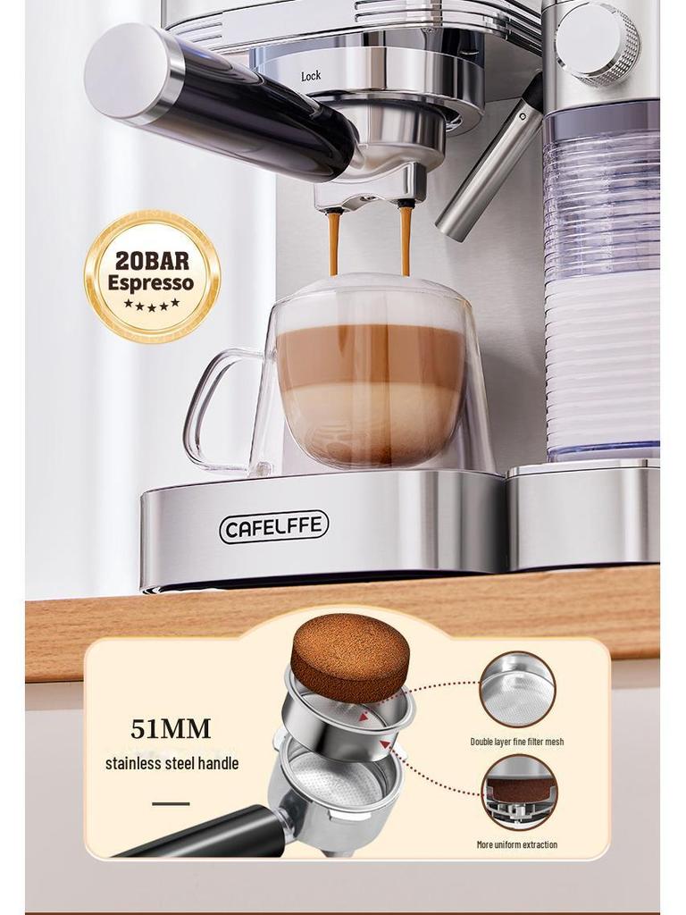 20-Bar Italian Coffee Machine with Integrated Milk Frother