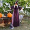 Halloween Flying Witch Decoration Outdoor Hanging Witch Statue with Light Large Screaming Witch