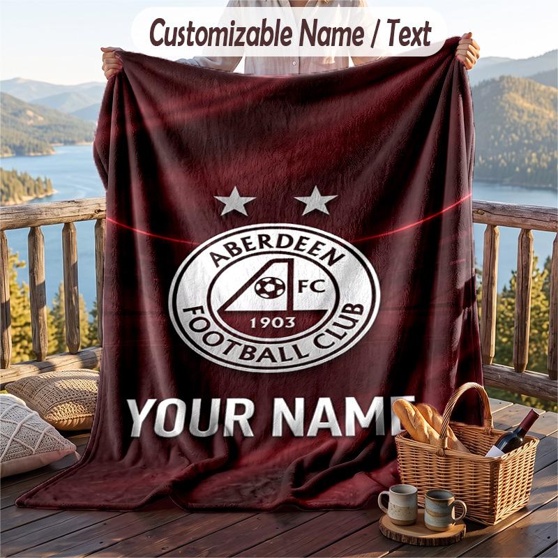 Фланелевое одеяло с принтом Aberdeen FC, с возможностью добавить имя, мягкий плед для дивана, кровати