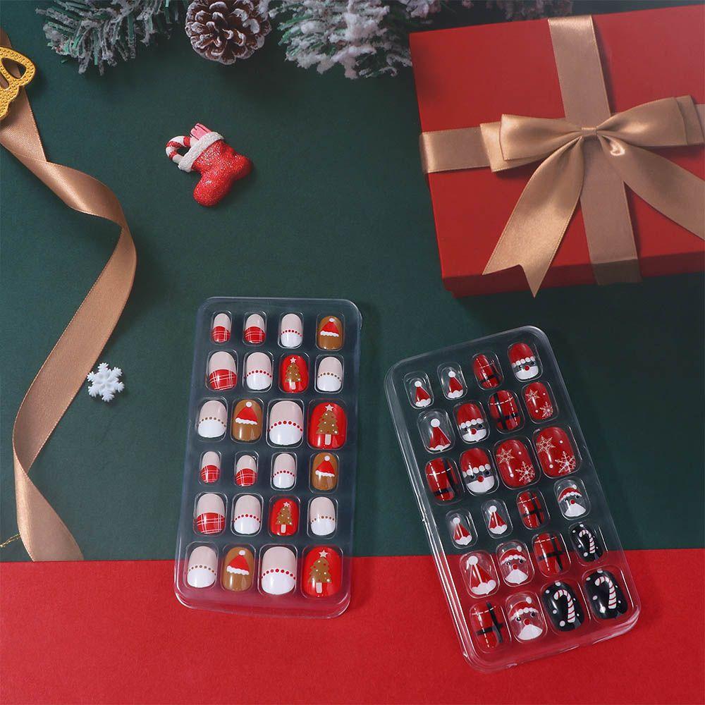 Nail Tips Full Cover False Nails Detachable Christmas False Nails Christmas Gifts DIY Nail Art Decoration Fake Nails