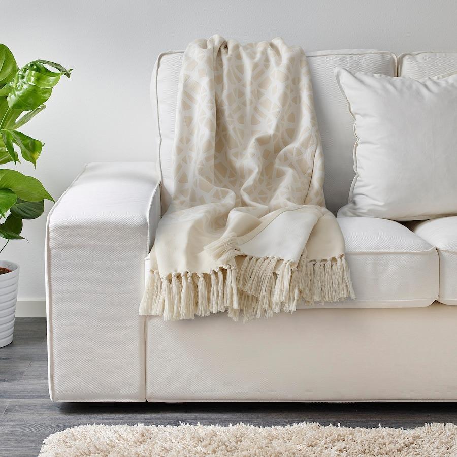 Плед кремовый, GOKVALLA Throw Off-white, IKEA