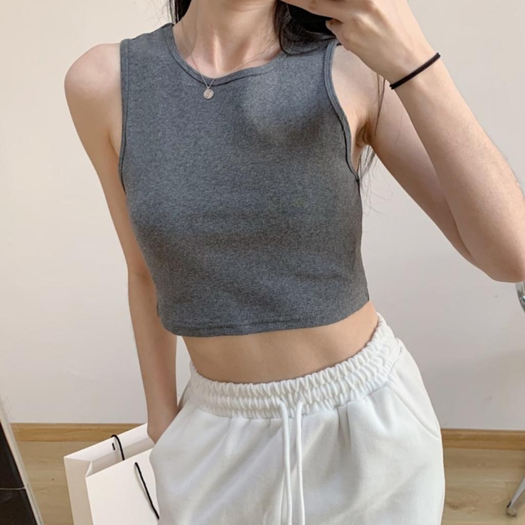 Повседневный топ на бретельках, черный укороченный топ с бретелькой на шее, женские летние майки, однотонный камзол, модный женский укороченный жилет без рукавов