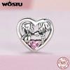 WOSTU 925 Sterling Silver Lovely Little Boy & Girl Charm Beads For Women Fit Original Charms DIY Necklae Birthday Jewelry Gift
