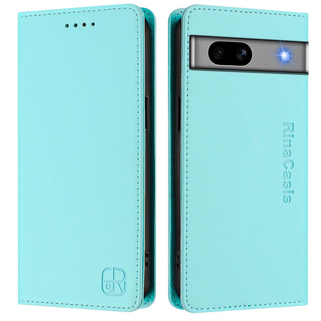 For Google Pixel 7a Leather Case RINACASIS RC01 Phone Cover with RFID Blocking Wallet Stand